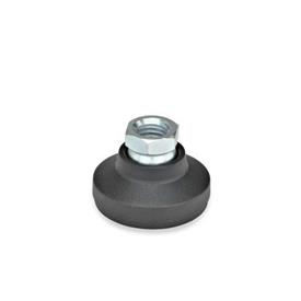 GN 343.3 Steel Leveling Feet, Plastic Base, Tapped Socket Type, with or without Rubber Pad Type: G - With rubber pad