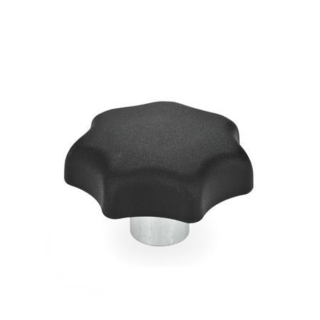 GN 6336.2 Technopolymer Plastic Star Knobs, with Protruding Steel Hub 