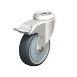 Stainless Steel Light Duty Swivel Casters with Thermoplastic Rubber Wheels and Bolt Hole Fitting, Heavy Bracket Series