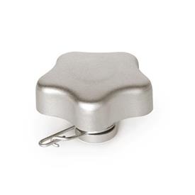 GN 5334.13 Stainless Steel AISI 316L Star Knobs with Loss Protection, with Tapped Blind Bore Type: A - With lanyard ring only