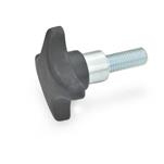 Technopolymer Plastic Hand Knobs, with Protruding Steel Hub