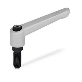 WN 306 Nylon Plastic Adjustable Levers, with Special-Tipped Threaded Studs Color: GS - Gray, RAL 7035, textured finish<br />Type: KU - Plastic tip (Polyacetal POM)