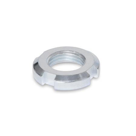 DIN 70852 Steel Slotted Spanner Nuts, Flat Design 