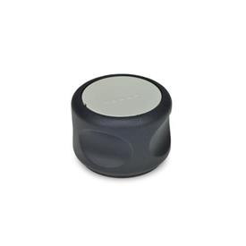EN 624 Technopolymer Plastic Soft Grip Knobs, Ergostyle®  Color of the cap: DGR - Gray, RAL 7035, matte finish