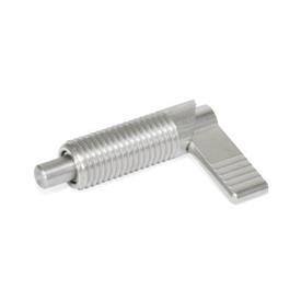 GN 721.6 Stainless Steel Cam Action Indexing Plungers, Lock-Out, with 180° Limit Stop Type: LA - Left hand limit stop