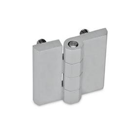 GN 237 Zinc Die-Cast or Aluminum Hinges, with Countersunk Bores or Threaded Studs Material: ZD - Zinc die-cast<br />Type: C - 2x2 threaded studs<br />Finish: SR - Silver, RAL 9006, textured finish