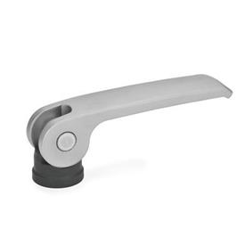 GN 927.5 Stainless Steel Clamping Levers with Eccentrical Cam, Tapped Type, with Plastic Contact Plate Type: B - Plastic contact plate without setting nut