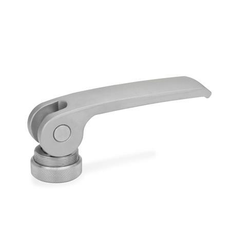 GN 927.7 Stainless Steel Clamping Levers with Eccentrical Cam, with Stainless Steel Contact Plate, Tapped Type Type: A - Stainless steel contact plate with setting nut