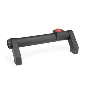 GN 332 Aluminum Tubular Handles, with Power Switching Function Finish: SW - Black, RAL 9005, textured finish<br />Type: T1 - With 1 button<br />Identification no.: 1 - Without emergency stop<br />Door opening: R - Right