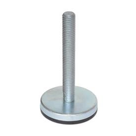  IIG-EL Inch Size, Steel &quot;Glide-Rite&quot;™ Industrial Glides, Fixed Threaded Stud Type, with Rubber Pad 