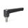 WN 302.1 Plastic Straight Adjustable Levers, Threaded Stud Type, with Stainless Steel Components Color: SW - Black, RAL 9005, textured finish