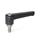 WN 302.1 Nylon Plastic Straight Adjustable Levers, Threaded Stud Type, with Stainless Steel Components Color: SW - Black, RAL 9005, textured finish