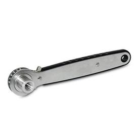 GN 318 Stainless Steel Ratchet Wrenches, with Through Hole / Blind Hole Type: B - Ratchet insert with blind hole<br />Insert: M