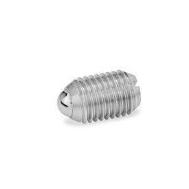 GN 615 Steel / Stainless Steel Ball Plungers, with Slot Type: KN - Stainless steel, standard spring load