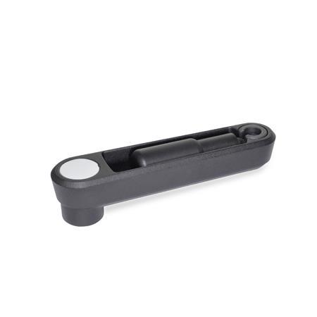 GN 472.3 Aluminum Crank Handles, with Recessed Locking Retractable Handle, with Steel Retractable Mechanism Color: SW - Black, RAL 9005, textured finish