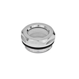 GN 743.1 Aluminum Fluid Sight Glasses, with ESG Safety Glass, Resistant up to 356 °F Type: B - Without reflector, plain finish