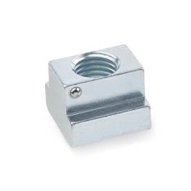 GN 508.2 Steel T-Slot Nuts, Slip Proof Property class: 8 - Zinc plated, blue passivated finish