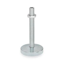 GN 339 Steel Leveling Feet, Fixed Threaded Stud Type, with Plastic / Rubber Cap Material: ST - Steel<br />Type: KR - With rubber cap, non-skid