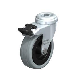  LRA-VPA Steel, Gray Rubber Wheel Swivel Casters with Bolt Hole Mounting, Standard Bracket Series Type: G-FI - Plain bearing with stop-fix brake