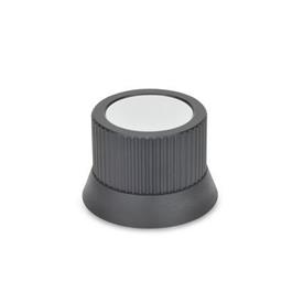 GN 726.2 Aluminum Knurled Control Knobs, Plain Bore or Collet Type Type: B - Neutral, without indicator point or scale<br />Identification No.: 2 - With collet