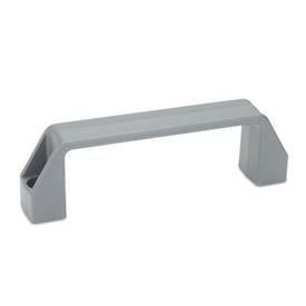 EN 528 Plastic, Cabinet U-Handles, with Counterbored Mounting Holes Material: PA - Plastic, polyamide<br />Color: GR - Gray, RAL 7031, matte finish