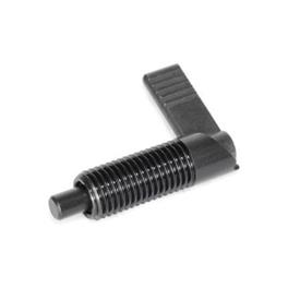 GN 721.1 Steel Cam Action Indexing Plungers, Lock-Out, with 180° Limit Stop Type: RA - Right hand limit stop