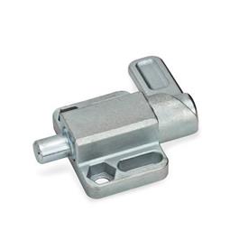 GN 722.3 Steel Square Cam Action Spring Latches, Lock-Out, with Mounting Flange, Parallel to the Latch Pin Type: R - Right indexing cam<br />Finish: ZB - Zinc plated, blue passivated finish