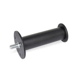 EN 539.2 Technopolymer Plastic Cylindrical Handles, with Hand Guard, Threaded Stud Type: B - With hand guard, both sides