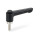 GN 304.1 Zinc Die-Cast Straight Adjustable Levers, with Push Button, Threaded Stud Type, with Stainless Steel Components Lever color: SW - Black, RAL 9005, textured finish
Push button color: S - Black, RAL 9005
