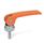 GN 927 Zinc Die-Cast Clamping Levers with Eccentrical Cam, Threaded Stud Type, with Steel Components Type: A - Plastic contact plate with setting nut
Color: O - Orange, RAL 2004