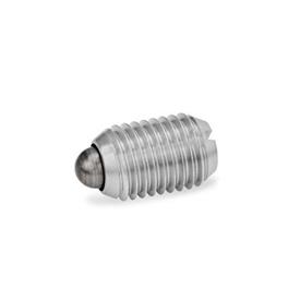 GN 615.1 Steel / Stainless Steel Spring Plungers, with Nose Pin, with Slot Type: BN - Stainless steel, standard spring load