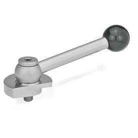GN 918.7 Stainless Steel Top Clamping Cam Units, Ball Lever or Hex Type Type: KV - With ball lever, angular (serrations)<br />Clamping direction: R - By clockwise rotation (drawn version)
