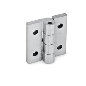 GN 235 Zinc Die-Cast Hinges, Adjustable Material: ZD - Zinc die-cast<br />Type: D - With through holes<br />Finish: SR - Silver, RAL 9006, textured finish