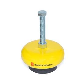  MM 100 Steel &quot;Mighty Mount&quot;™ Heavy Duty Vibration Mounts, Fixed Threaded Stud Type, with Rubber Pad 