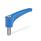EN 604.1 FDA Compliant Plastic Adjustable Levers, Detectable, Threaded Stud Type, with Stainless Steel Components, Ergostyle® Material / Finish: VDB - Visually detectable, blue, RAL 5005, matte finish