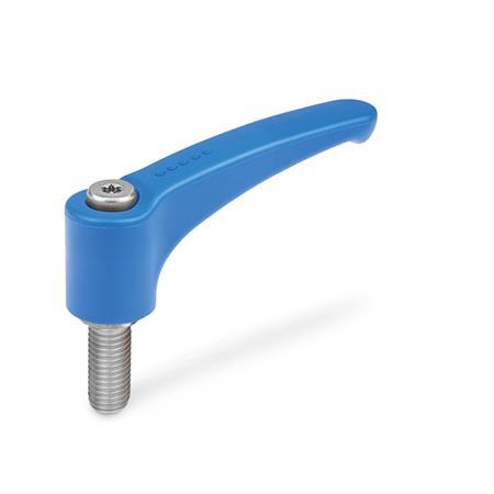 EN 604.1 FDA Compliant Plastic Adjustable Levers, Detectable, Threaded Stud Type, with Stainless Steel Components, Ergostyle® Material / Finish: VDB - Visually detectable