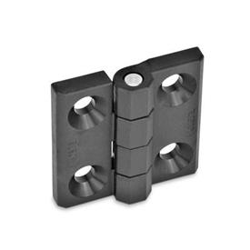EN 237.1 Charnières technopolymère plastique, goujon fileté ou types combinés Type: A - 2x2 alésages pour vis à tête fraisée