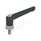 GN 300.7 Manijas ajustables de zinc fundido a presión, tipo espárrago roscado, con componentes de acero inoxidable, con fuerza de sujeción aumentada Color / Acabado: SZ - Negro, RAL 9005, acabado satinado 