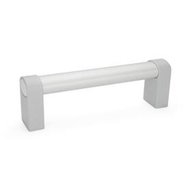 GN 334 Jaladeras tubulares ovaladas de aluminio, con patas de zinc fundido a presión, montaje por la parte posterior Acabado: ES - Anodizado, color natural