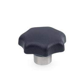 GN 6336.2 Technopolymer Plastic Star Knobs, with Protruding Stainless Steel Hub 