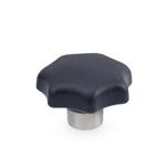 Technopolymer Plastic Star Knobs, with Protruding Stainless Steel Hub