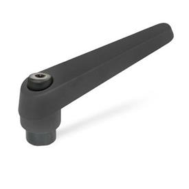 GN 101 Zinc Die-Cast Adjustable Levers, Tapped Type, with Steel Components Color: SW - Black, RAL 9005, textured finish