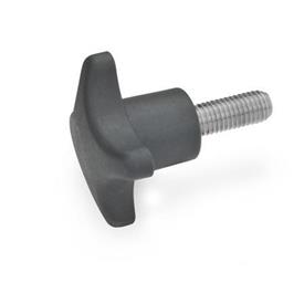 GN 6335.5 Plastic Hand Knobs, with Stainless Steel Threaded Stud Material: ST - Polyamide (PA)