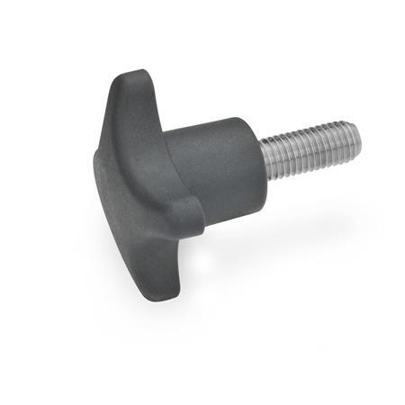 GN 6335.5 Plastic Hand Knobs, with Stainless Steel Threaded Stud Material: ST - Polyamide (PA)