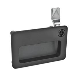 GN 115.10 Zinc Die-Cast Cam Latches, with Gripping Tray, Operation with Socket Key Type: VDE - With double bit<br />Color: SW - Black, RAL 9005, textured finish<br />Identification no.: 2 - Operation in the illustrated position top right