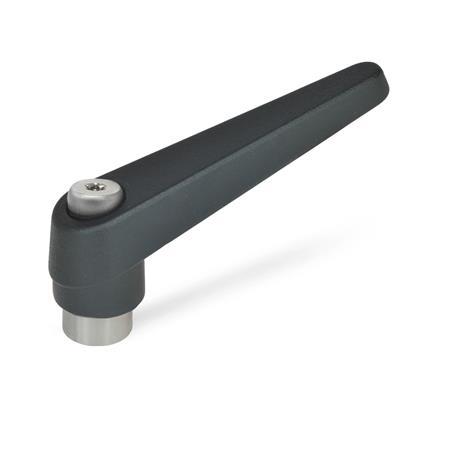 GN 101.1 Zinc Die-Cast Adjustable Levers, Tapped Type, with Stainless Steel Components Color: SW - Black, RAL 9005, textured finish