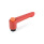 GN 304 Zinc Die-Cast Straight Adjustable Levers, Tapped or Plain Bore Type, with Steel Components, with Push Button Lever color: RS - Red, RAL 3000, textured finish
Push button color: O - Orange, RAL 2004