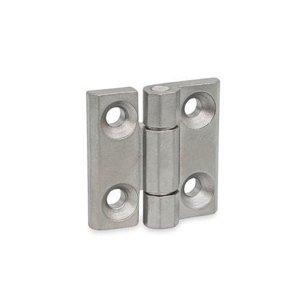 GN 237.3 Stainless Steel Heavy Duty Hinges Type: A - With bores for countersunk screws
Finish: GS - Matte shot-blasted finish