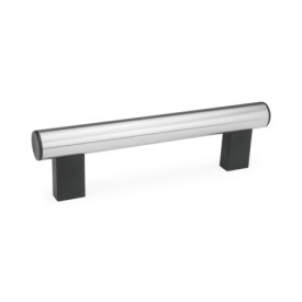 GN 666 Poignées de préhension tubulaires en aluminium / inox, supports de poignée en plastique, avec inserts taraudés Finition: NG - Finition rectifiée, mat et brillante