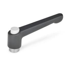 GN 303.1 Zinc Die-Cast Adjustable Levers, with Push Button, Tapped Type, with Stainless Steel Components Push button color: G - Gray, RAL 7035